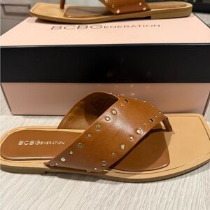 BCBGeneration Brown Studded Sandals, size 10